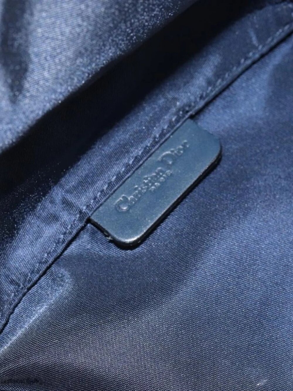 Christian Dior Trotter Canvas Saddle Pouch Navy Gold Auth - Picture 15 of 16